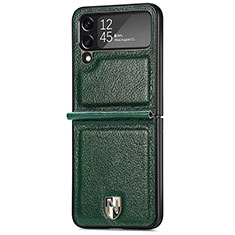 Coque Luxe Cuir et Plastique Housse Etui Mat R05 pour Samsung Galaxy Z Flip4 5G Vert