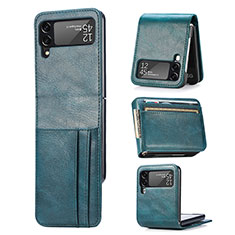 Coque Luxe Cuir et Plastique Housse Etui Mat R09 pour Samsung Galaxy Z Flip4 5G Vert