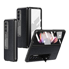 Coque Luxe Cuir et Plastique Housse Etui Mat R09 pour Samsung Galaxy Z Fold3 5G Noir