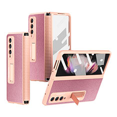 Coque Luxe Cuir et Plastique Housse Etui Mat R09 pour Samsung Galaxy Z Fold3 5G Or Rose