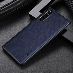 Coque Luxe Cuir et Plastique Housse Etui Mat S01 pour Sony Xperia 10 IV SOG07 Bleu