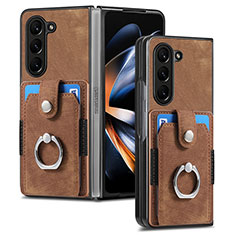 Coque Luxe Cuir et Plastique Housse Etui Mat S01D pour Samsung Galaxy Z Fold5 5G Marron