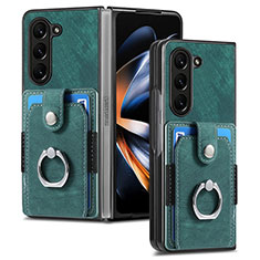 Coque Luxe Cuir et Plastique Housse Etui Mat S01D pour Samsung Galaxy Z Fold5 5G Vert