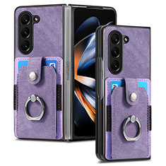 Coque Luxe Cuir et Plastique Housse Etui Mat S01D pour Samsung Galaxy Z Fold5 5G Violet