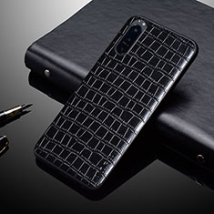 Coque Luxe Cuir et Plastique Housse Etui Mat S02 pour Sony Xperia 1 IV SO-51C Noir
