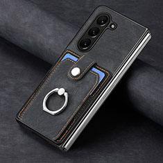 Coque Luxe Cuir et Plastique Housse Etui Mat S02D pour Samsung Galaxy Z Fold5 5G Noir