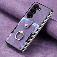 Coque Luxe Cuir et Plastique Housse Etui Mat S02D pour Samsung Galaxy Z Fold5 5G Violet