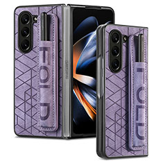 Coque Luxe Cuir et Plastique Housse Etui Mat S03D pour Samsung Galaxy Z Fold5 5G Violet