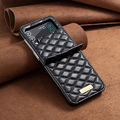Coque Luxe Cuir et Plastique Housse Etui Mat S04 pour Samsung Galaxy Z Flip4 5G Noir
