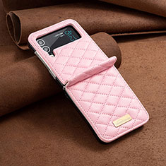 Coque Luxe Cuir et Plastique Housse Etui Mat S04 pour Samsung Galaxy Z Flip4 5G Or Rose