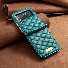 Coque Luxe Cuir et Plastique Housse Etui Mat S04 pour Samsung Galaxy Z Flip4 5G Vert