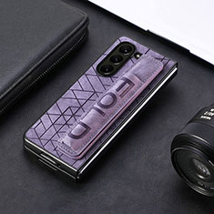 Coque Luxe Cuir et Plastique Housse Etui Mat S04D pour Samsung Galaxy Z Fold5 5G Violet