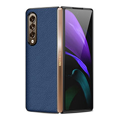 Coque Luxe Cuir et Plastique Housse Etui Mat S05 pour Samsung Galaxy Z Fold3 5G Bleu