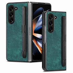 Coque Luxe Cuir et Plastique Housse Etui Mat S05D pour Samsung Galaxy Z Fold5 5G Vert