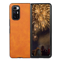 Coque Luxe Cuir et Plastique Housse Etui Mat S06 pour Xiaomi Mix Fold 5G Orange