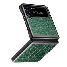 Coque Luxe Cuir et Plastique Housse Etui Mat S07 pour Samsung Galaxy Z Flip4 5G Vert