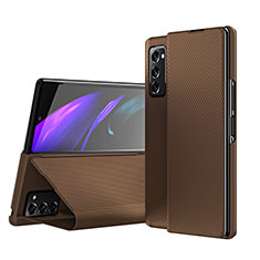 Coque Luxe Cuir et Plastique Housse Etui Mat S07 pour Samsung Galaxy Z Fold2 5G Marron