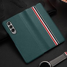 Coque Luxe Cuir et Plastique Housse Etui Mat S07 pour Samsung Galaxy Z Fold3 5G Vert