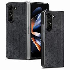 Coque Luxe Cuir et Plastique Housse Etui Mat S07D pour Samsung Galaxy Z Fold5 5G Noir