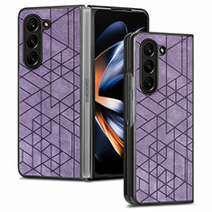 Coque Luxe Cuir et Plastique Housse Etui Mat S07D pour Samsung Galaxy Z Fold5 5G Violet