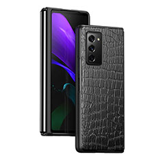 Coque Luxe Cuir et Plastique Housse Etui Mat S08 pour Samsung Galaxy Z Fold2 5G Noir