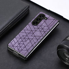 Coque Luxe Cuir et Plastique Housse Etui Mat S08D pour Samsung Galaxy Z Fold5 5G Violet