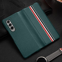 Coque Luxe Cuir et Plastique Housse Etui Mat S09 pour Samsung Galaxy Z Fold4 5G Vert