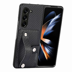 Coque Luxe Cuir et Plastique Housse Etui Mat S13D pour Samsung Galaxy Z Fold5 5G Noir