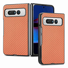 Coque Luxe Cuir et Plastique Housse Etui Mat SD1 pour Google Pixel Fold 5G Marron