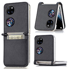 Coque Luxe Cuir et Plastique Housse Etui Mat SD1 pour Huawei Pocket S Noir