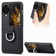 Coque Luxe Cuir et Plastique Housse Etui Mat SD1 pour Oppo Find N3 Flip 5G Noir