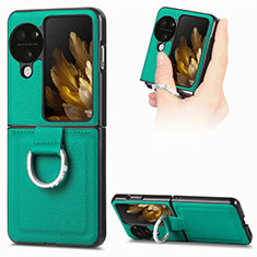 Coque Luxe Cuir et Plastique Housse Etui Mat SD1 pour Oppo Find N3 Flip 5G Vert