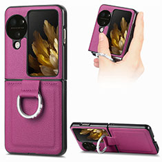 Coque Luxe Cuir et Plastique Housse Etui Mat SD1 pour Oppo Find N3 Flip 5G Violet