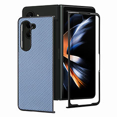 Coque Luxe Cuir et Plastique Housse Etui Mat SD1 pour Samsung Galaxy Z Fold5 5G Bleu