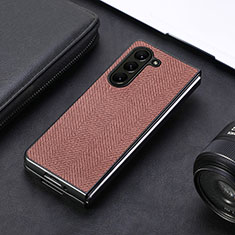 Coque Luxe Cuir et Plastique Housse Etui Mat SD10 pour Samsung Galaxy Z Fold5 5G Vin Rouge