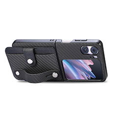 Coque Luxe Cuir et Plastique Housse Etui Mat SD11 pour Oppo Find N2 Flip 5G Noir