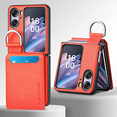 Coque Luxe Cuir et Plastique Housse Etui Mat SD12 pour Oppo Find N2 Flip 5G Orange