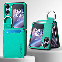 Coque Luxe Cuir et Plastique Housse Etui Mat SD12 pour Oppo Find N2 Flip 5G Vert