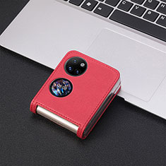 Coque Luxe Cuir et Plastique Housse Etui Mat SD2 pour Huawei P60 Pocket Rouge