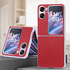Coque Luxe Cuir et Plastique Housse Etui Mat SD2 pour Oppo Find N2 Flip 5G Rouge