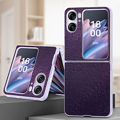 Coque Luxe Cuir et Plastique Housse Etui Mat SD2 pour Oppo Find N2 Flip 5G Violet