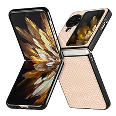 Coque Luxe Cuir et Plastique Housse Etui Mat SD2 pour Oppo Find N3 Flip 5G Or