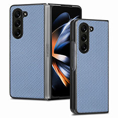 Coque Luxe Cuir et Plastique Housse Etui Mat SD2 pour Samsung Galaxy Z Fold5 5G Bleu