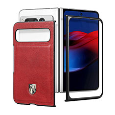 Coque Luxe Cuir et Plastique Housse Etui Mat SD3 pour Google Pixel Fold 5G Rouge