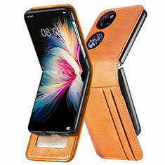 Coque Luxe Cuir et Plastique Housse Etui Mat SD3 pour Huawei P60 Pocket Marron