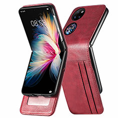 Coque Luxe Cuir et Plastique Housse Etui Mat SD3 pour Huawei Pocket S Rouge