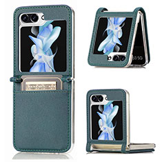 Coque Luxe Cuir et Plastique Housse Etui Mat SD3 pour Samsung Galaxy Z Flip5 5G Vert