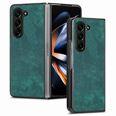 Coque Luxe Cuir et Plastique Housse Etui Mat SD3 pour Samsung Galaxy Z Fold5 5G Vert