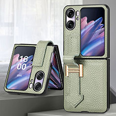 Coque Luxe Cuir et Plastique Housse Etui Mat SD4 pour Oppo Find N2 Flip 5G Vert