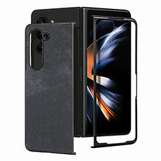 Coque Luxe Cuir et Plastique Housse Etui Mat SD4 pour Samsung Galaxy Z Fold5 5G Noir